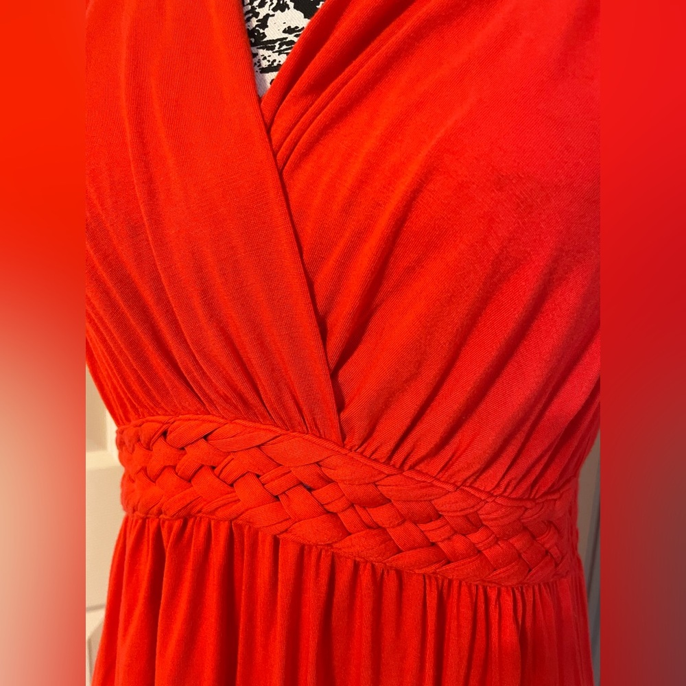 Red orange midi summer dress - Picture 3 of 5
